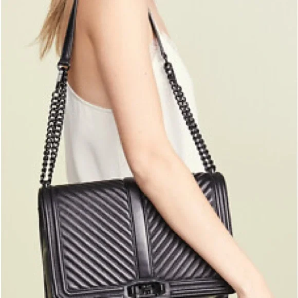 Rebecca Minkoff Chevron Quilted Jumbo Love Crossbody – Black “NWT - minor wear” - Picture 5 of 15